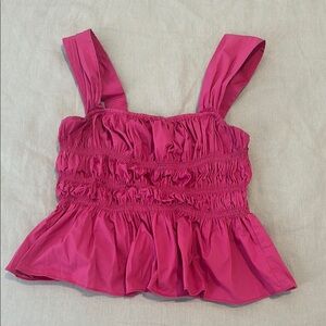 Staud Pink Ruffled Top